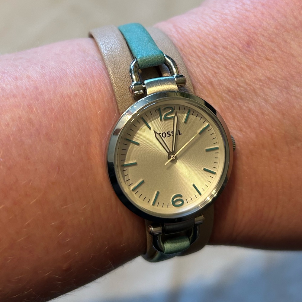 Fossil leather wrap watch